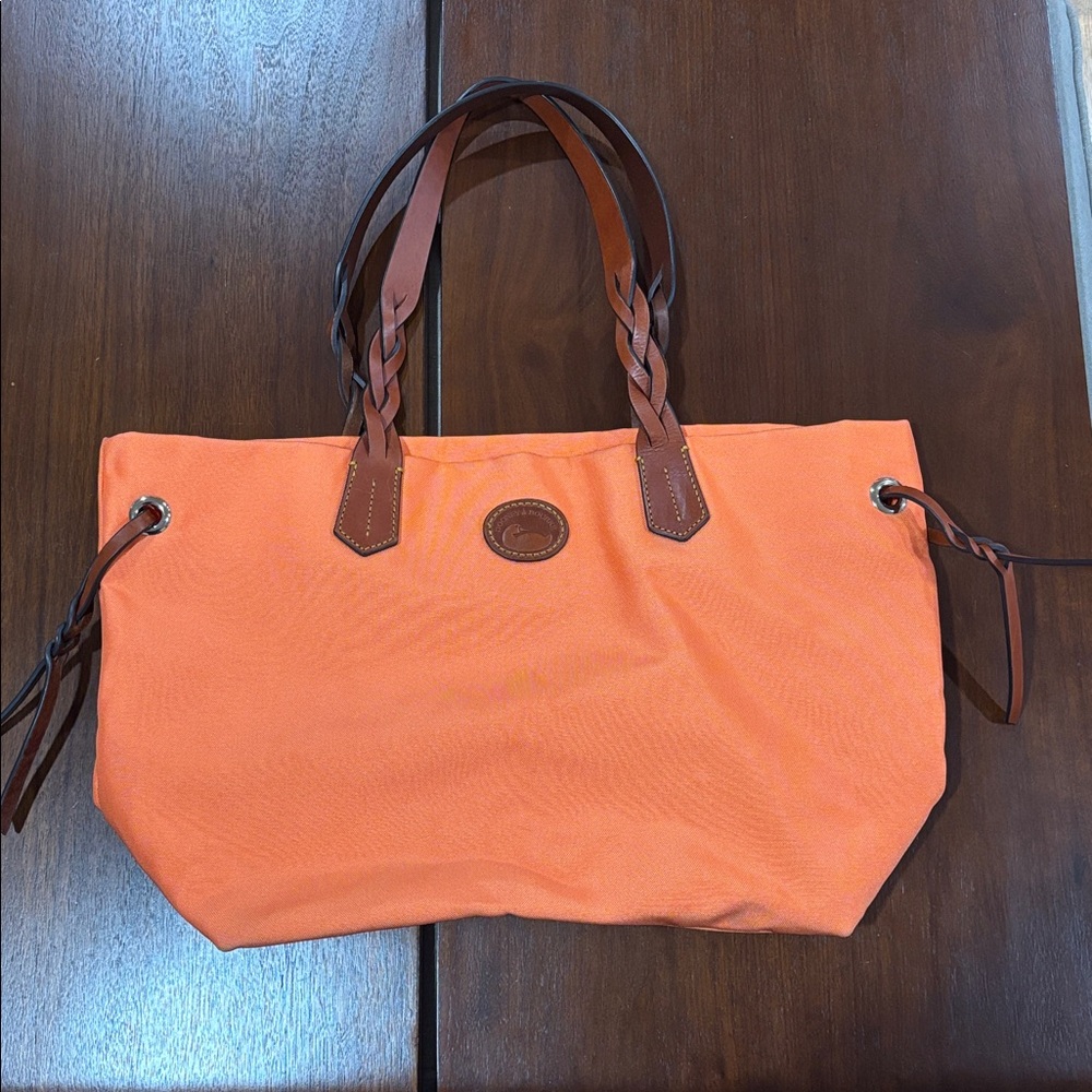 Dooney & Bourke Orange Tote with Brown Braided Handles